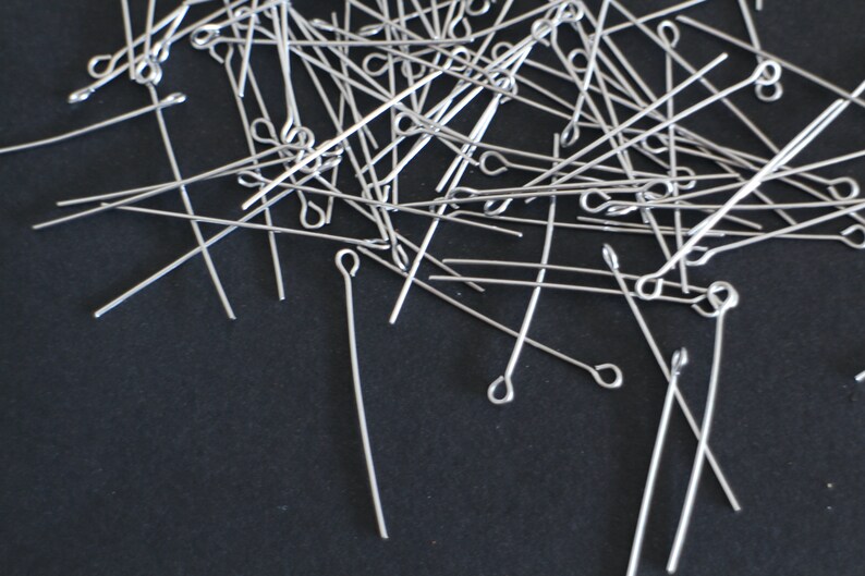 20 silver stainless steel eye rods, 40 mm image 2
