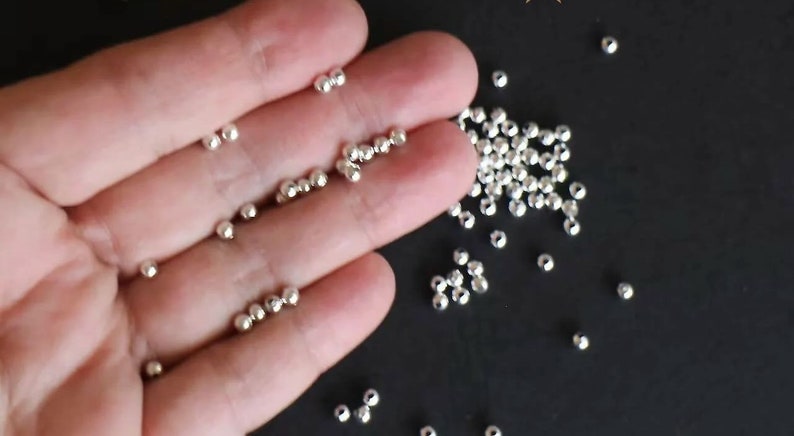 Perles intercalaires rondes lisse perles d'entretoises en laiton argenté dimensions au choix 2mm, 3mm, 4mm, 5mm, 6mm, 8mm, 10mm 画像 1