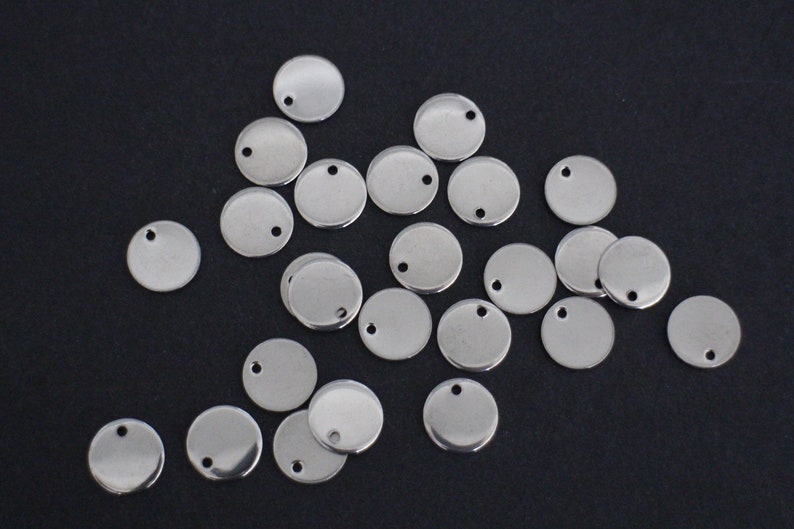 10 breloques rondes lisses en acier inoxydable argent 10 mm image 3