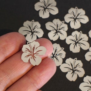 6 breloques fleurs d'hibiscus en cuivre argent 21 x 19 mm image 3