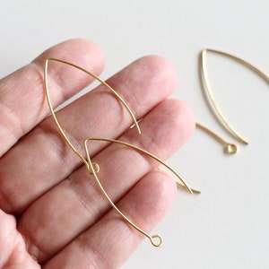 4 long earrings supports hooks shuttle shape in gold stainless steel 41 x 22 mm findings for personalization