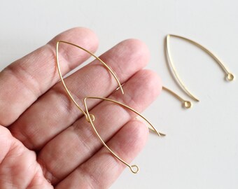 4 long earrings supports hooks shuttle shape in gold stainless steel 41 x 22 mm findings for personalization