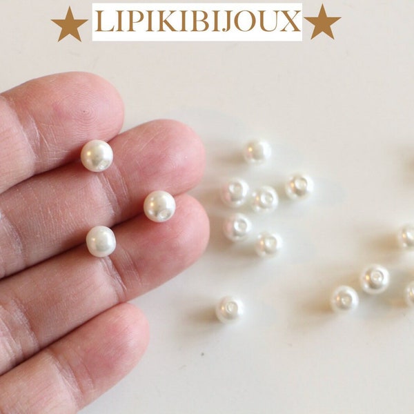 20 perles rondes en verre blanc nacré 6 mm de diamètre pour des créations bijoux pures