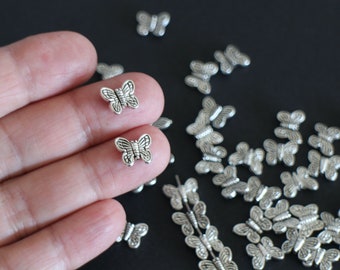 10 silver-plated brass butterfly beads 10 x 8 mm to highlight your nature animal jewelry creations