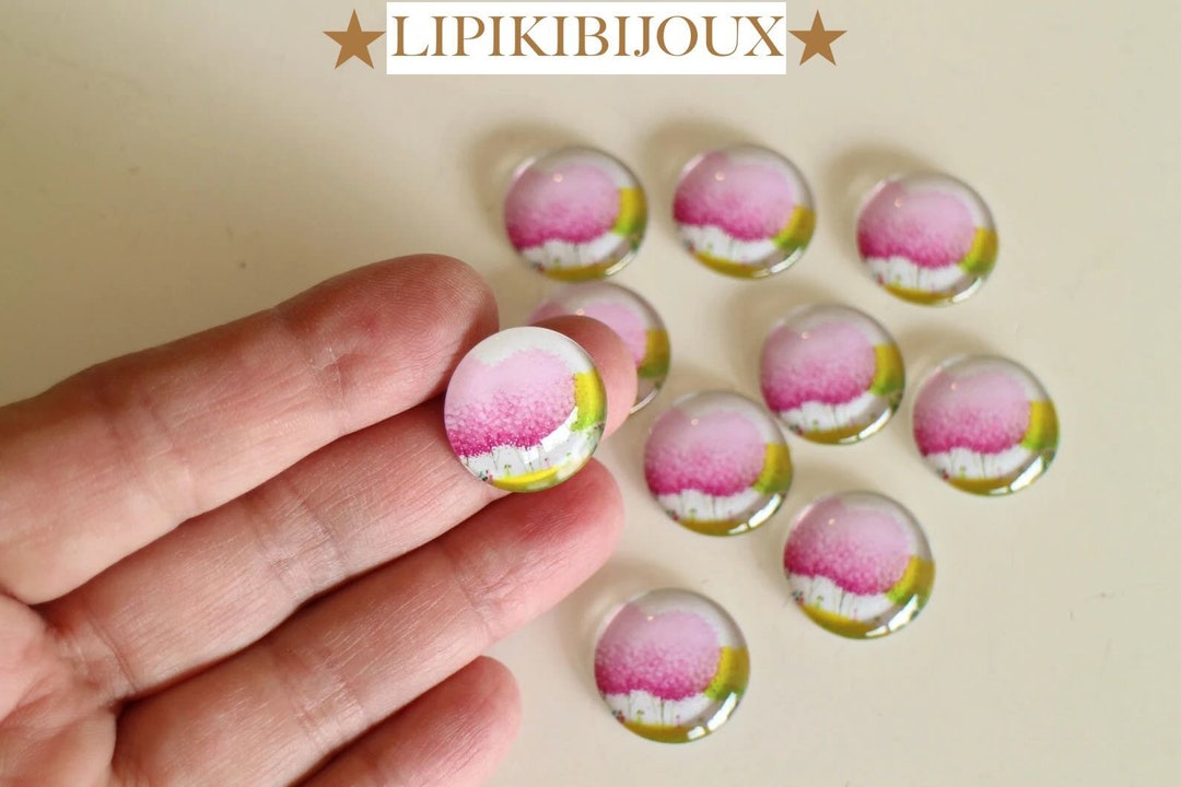 Cabochons En Verre Décorés Arbres 14mm X10