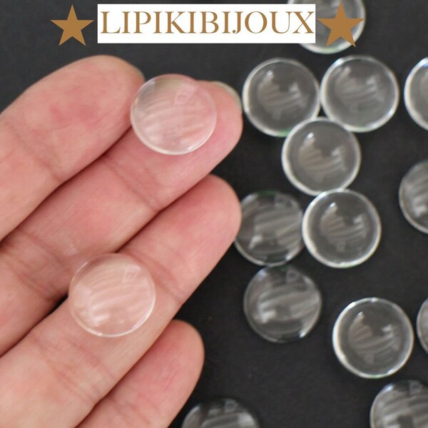 22 cabochons en verre transparent 16 mm