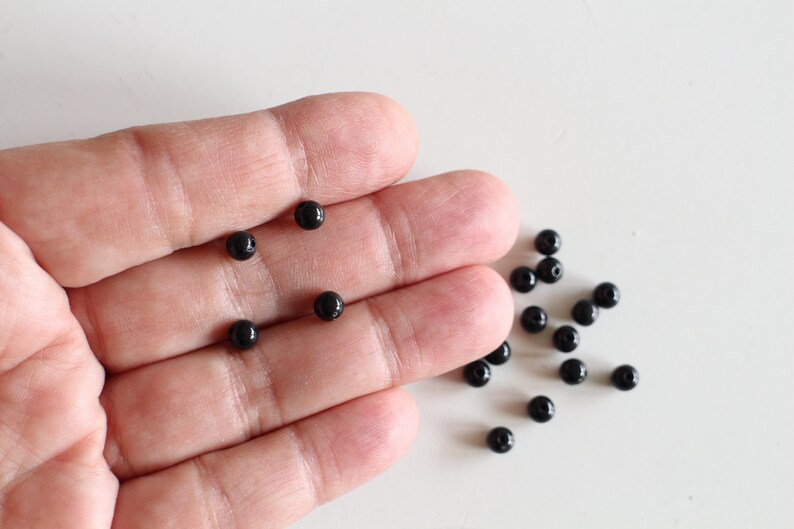 30 smooth round black acrylic beads 5 mm light for your jewelry creations image 1