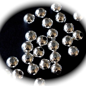 Perles intercalaires rondes lisse perles d'entretoises en laiton argenté dimensions au choix 2mm, 3mm, 4mm, 5mm, 6mm, 8mm, 10mm 5 mm / 30 perles
