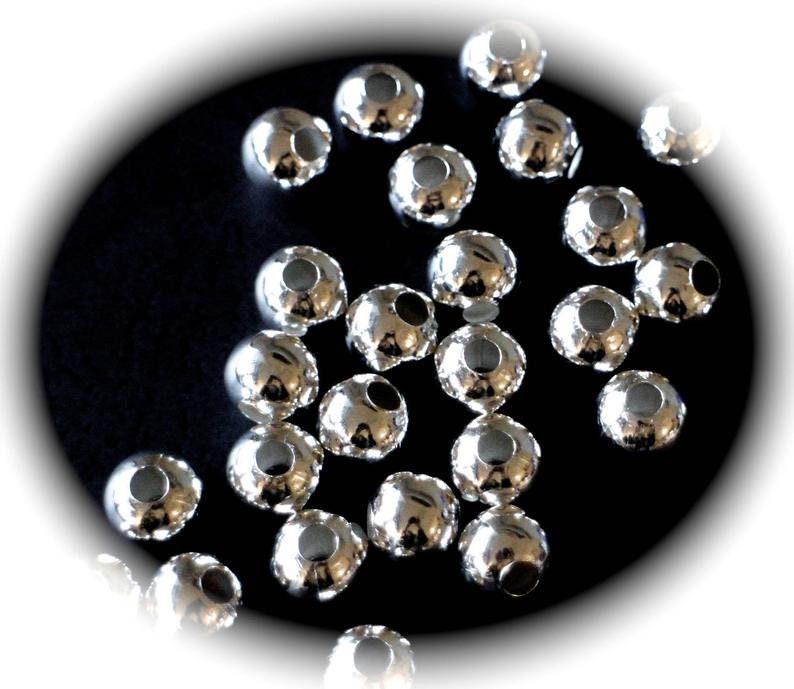 Perles intercalaires rondes lisse perles d'entretoises en laiton argenté dimensions au choix 2mm, 3mm, 4mm, 5mm, 6mm, 8mm, 10mm 5 mm / 30 perles