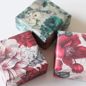 3 scatole regalo floreali vintage in carta origami fatta a mano