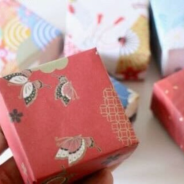 6 boites à bijoux vintage motifs japonais multicolore en papier origami Fait-main
