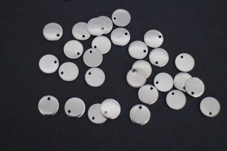 10 breloques rondes lisses en acier inoxydable argent 10 mm image 5