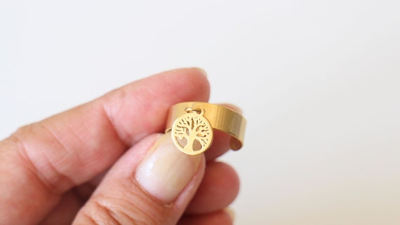 Bague Femme Arbre De Vie – Acier Inoxydable Doré – Élégante Et Simple – Taille Unique (Neuve)
