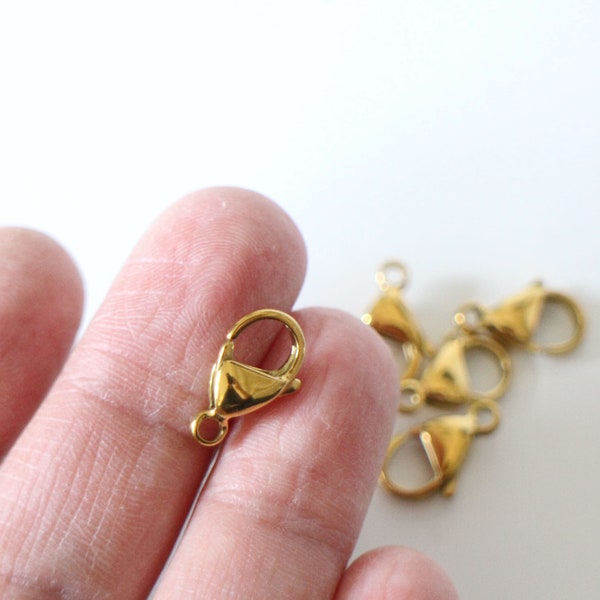 6 fermoirs mousquetons solides en acier inoxydable doré 15 x 9 mm pour finaliser vos créations bijoux bracelets collier sautoirs ...