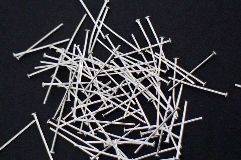 100 silver metal flathead nail rods 25 mm x 0.7 mm Etsy