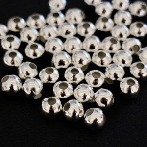 Perles intercalaires rondes lisse perles d'entretoises en laiton argenté dimensions au choix 2mm, 3mm, 4mm, 5mm, 6mm, 8mm, 10mm 4 mm / 50 perles