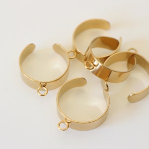 2 supports bagues avec anneau boucle en acier inoxydable doré nombreuses façons de les agrémenter breloques perles ... image 3