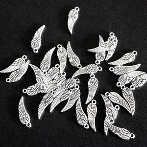 10 small wing charms identical on both sides in silver-plated brass 17 x 5 mm for your nature style jewelry creations image 3