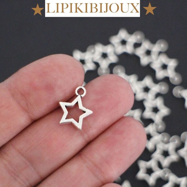 10 breloques étoiles creuses évidées en métal argenté 15 x 12 mm pour des créations bijoux intemporelles indémodables
