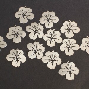 6 breloques fleurs d'hibiscus en cuivre argent 21 x 19 mm image 4