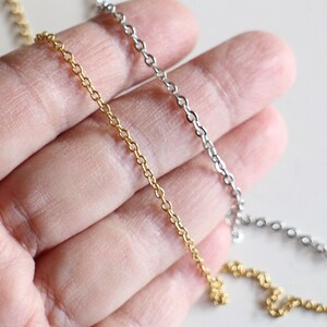 One meter of stainless steel mesh chain, choice of gold or silver color