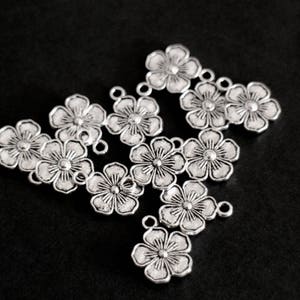 10 silver-plated brass flower charms 16 x 13 mm for your natural floral style jewelry creations image 5