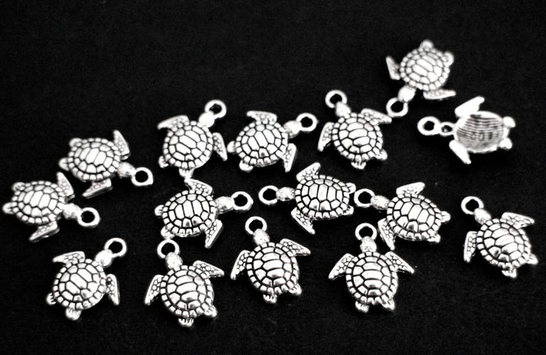 10 breloques tortues en laiton argenté 16 x 14 mm pour des créations bijoux tendances sur les thèmes des animaux et de l'exotisme image 4