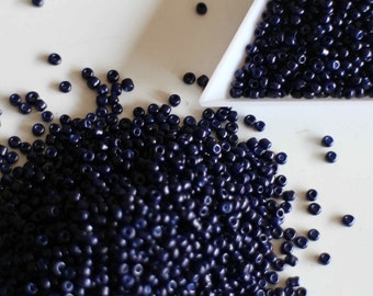 Midnight blue round glass seed beads 2 mm