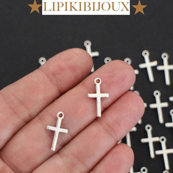 10 breloques croix en métal argenté 18 x 10 mm pour vos créations bijoux sur le thème de la religion par exemple