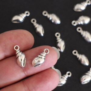 10 shell charms in silver-plated brass 15 x 7 mm for your jewelry creations on the summer sea marine theme