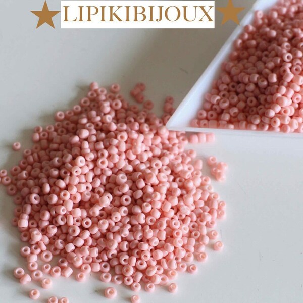 Perles de rocaille rose pale rondes en verre 2 mm