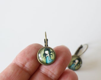 Handmade round sleeper earrings for girls