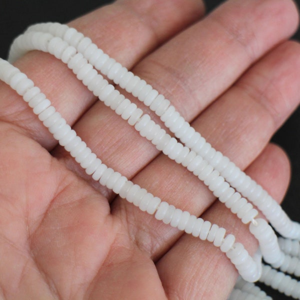 30 Jade beads in the shape of white gemstone washers 4 mm for your authentic and natural jewelry creations