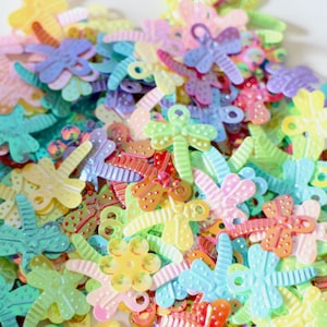 Paillettes confettis fleurs et libellules multicolore 10 grammes