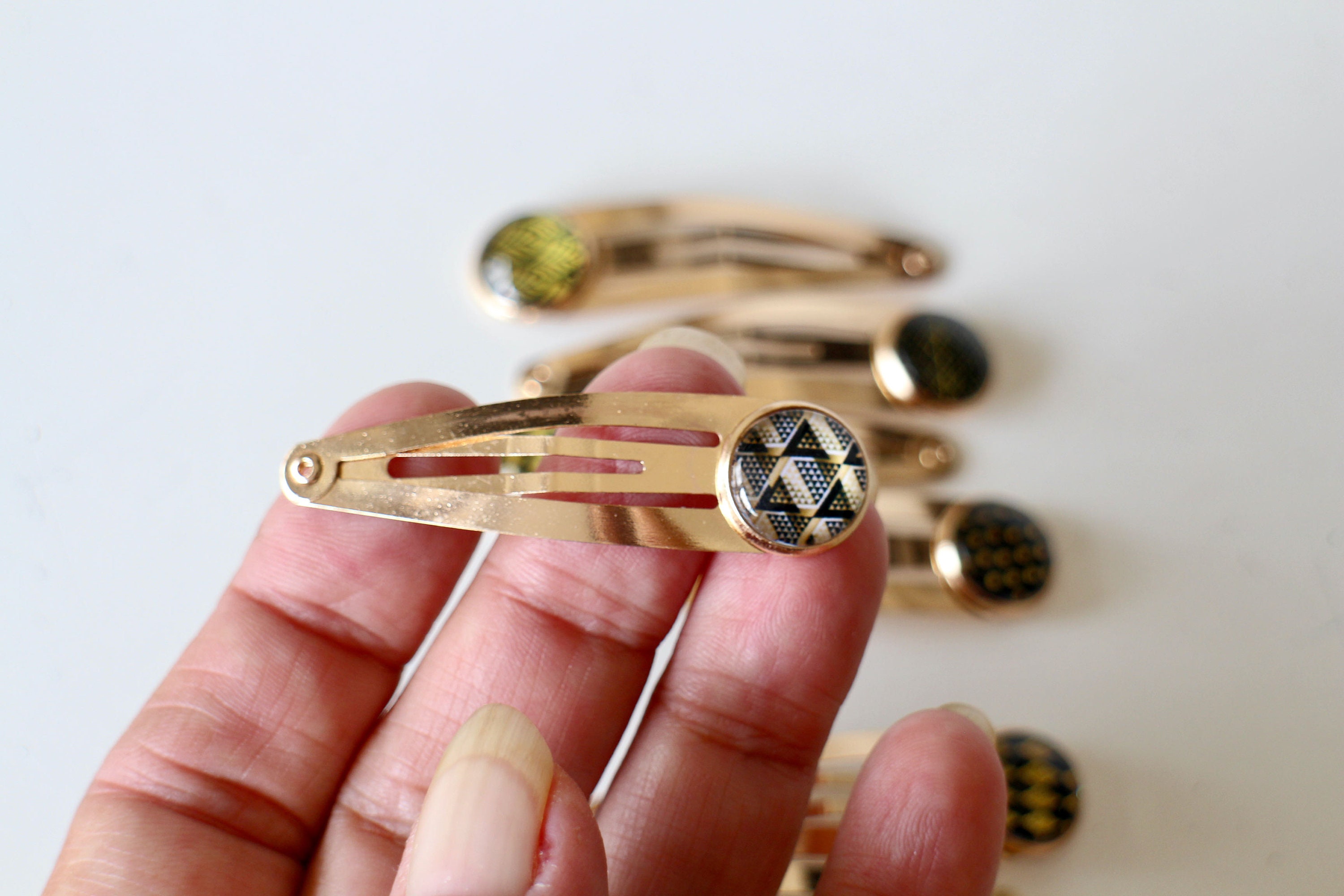 10 Golden Brass Clic Clac Hair Clips Handmade - Etsy