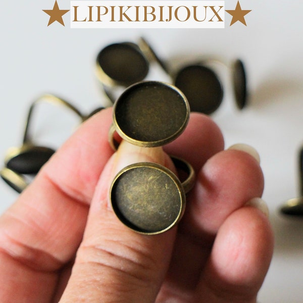 10 supports bagues double cabochons en métal bronze