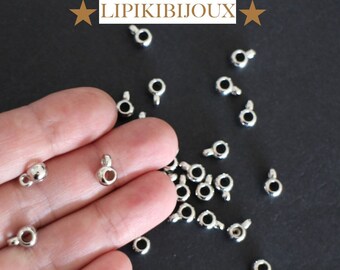 20 bélières perles rondes argentées lisses en acrylique 9 x 6 mm pour vos créations bijoux bracelets et autres