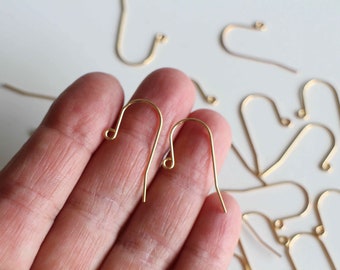 6 boucles d'oreilles supports crochets hameçons simples en acier inoxydable doré 27 x 14 mm à personnaliser  à embellir