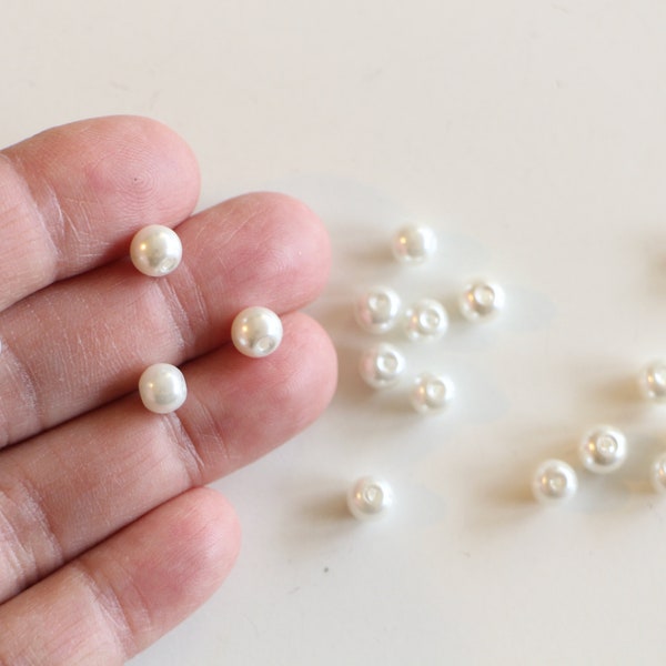20 perles rondes en verre blanc nacré 6 mm de diamètre pour des créations bijoux pures