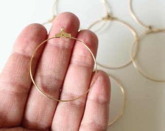 6 supports boucles d'oreilles anneaux ronds créoles en laiton doré 41 mm à personnaliser de différentes manières selon vos gouts