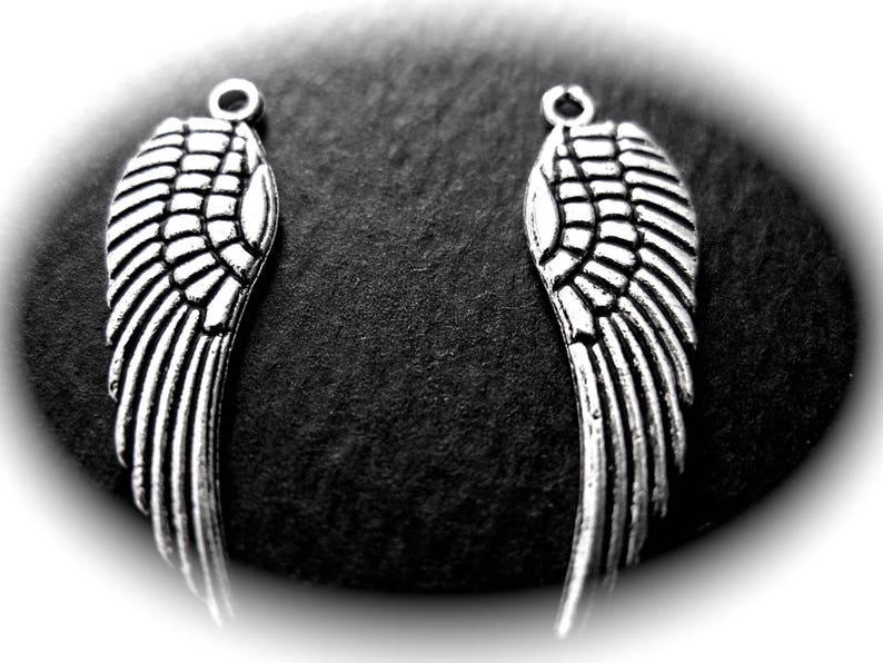 10 breloques ailes en laiton argenté 30 x 10 mm pour la réalisation de vos créations bijoux bohème nature image 2