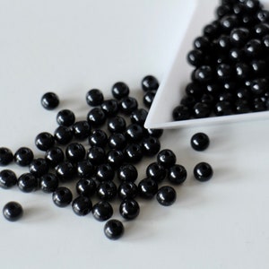 30 smooth round black acrylic beads 5 mm light for your jewelry creations image 2