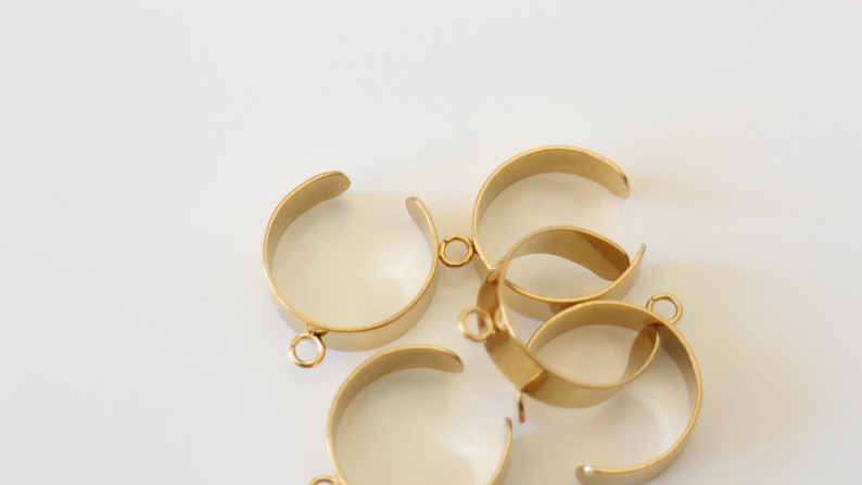 2 supports bagues avec anneau boucle en acier inoxydable doré nombreuses façons de les agrémenter breloques perles ... image 5