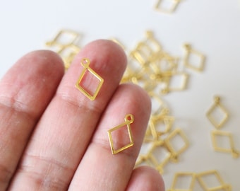 10 breloques losanges évidés en acier inoxydable doré 14 x 9 mm pour vos créations bijoux