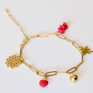 Handmade Gold Stainless Steel Charm Bracelet