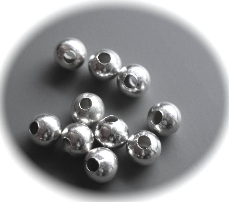 Smooth round spacer beads, silver-plated brass spacer beads, dimensions of your choice: 2mm, 3mm, 4mm, 5mm, 6mm, 8mm, 10mm 6 mm / 20 perles