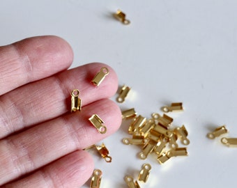 30 knijptips in goud roestvrij staal 9 x 4 mm bevindingen voor veren linten fijne koorden voor uw nieuwe sieradencreaties