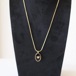 Handmade gold and black enamel stainless steel heart necklace