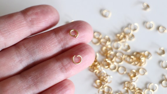 50 anneaux ronds ouverts en Acier inoxydable or 6 mm