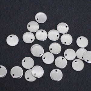 10 breloques rondes lisses en acier inoxydable argent 10 mm image 2